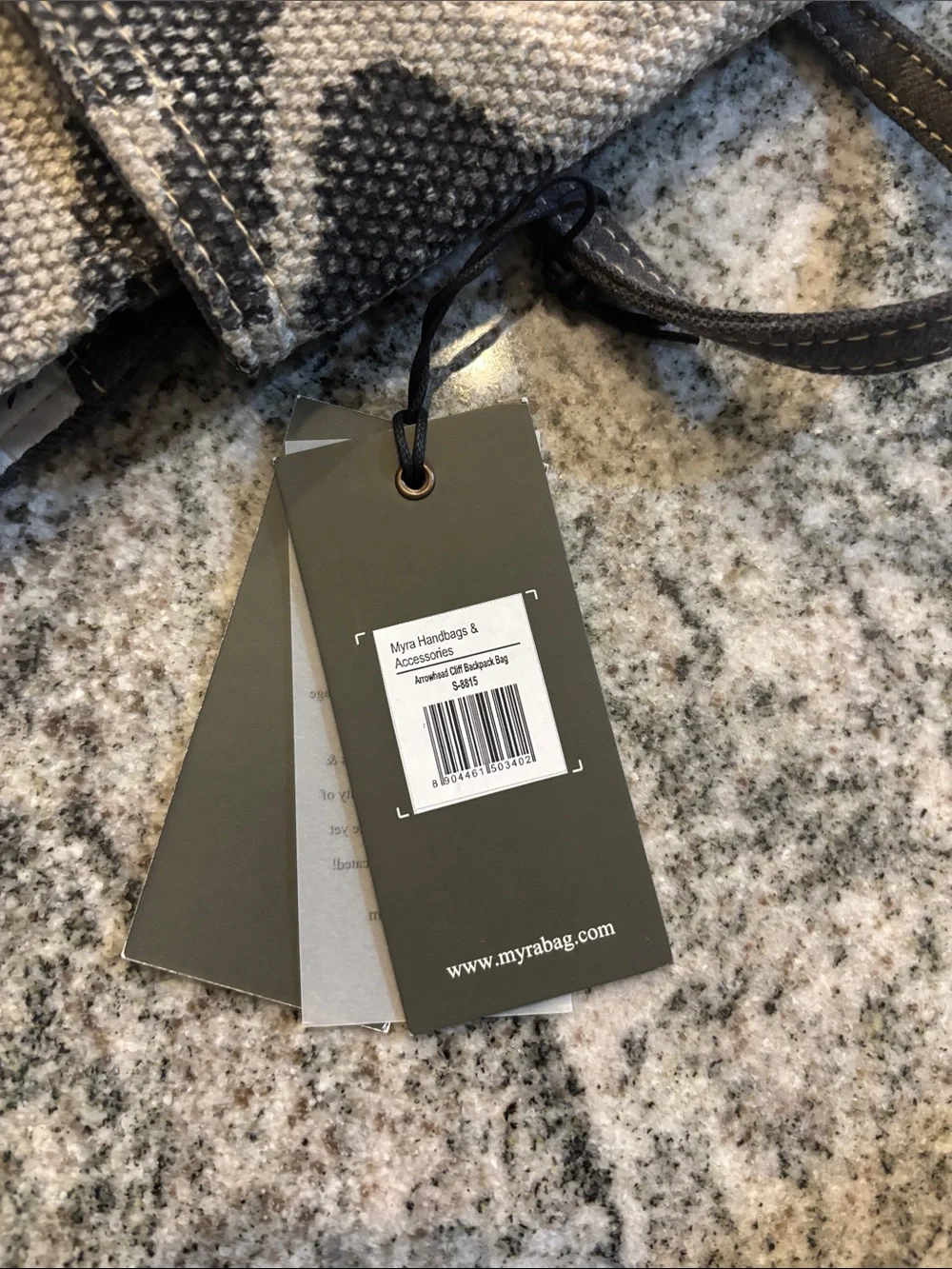 NWT Myra Bag Gray and Cream Woven Geometric Backpack